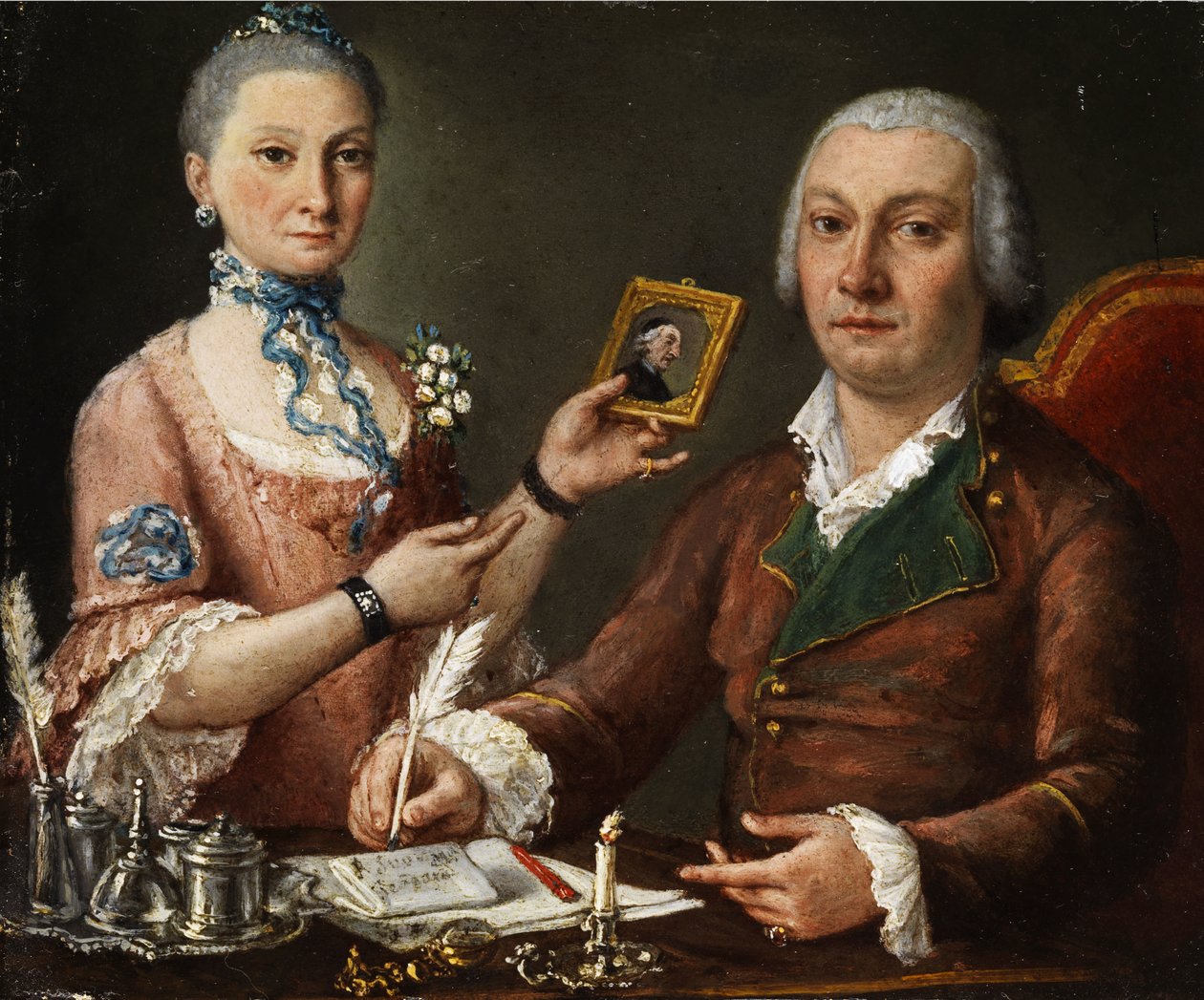 Par, tabela, inkwell, vela de Pietro Fabris