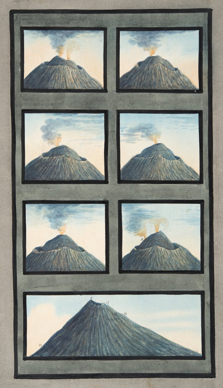 Erupção do Monte Vesúvio de 8 de julho a 29 de outubro de 1767, de &39;Campi Phlegraei: Observações sobre os vulcões das Duas Sicílias&39;, de Sir William Hamilton (1730-1803), publicado em 1776 (col. de Pietro Fabris