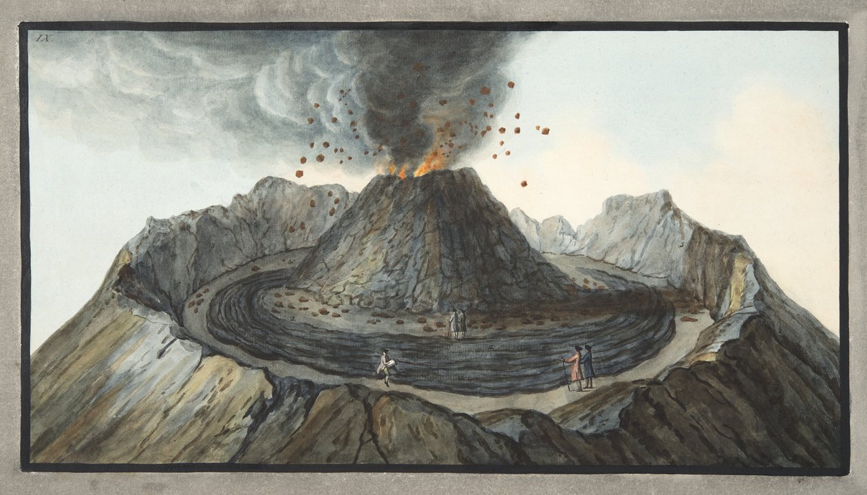 Interior do Cone do Vesúvio Antes da erupção de 1767, placa 9 de &39;Campi Phlegraei: Observações sobre os vulcões das Duas Sicílias&39;, por Sir William Hamilton (1730-1803), publicado em 1776 (wc o de Pietro Fabris