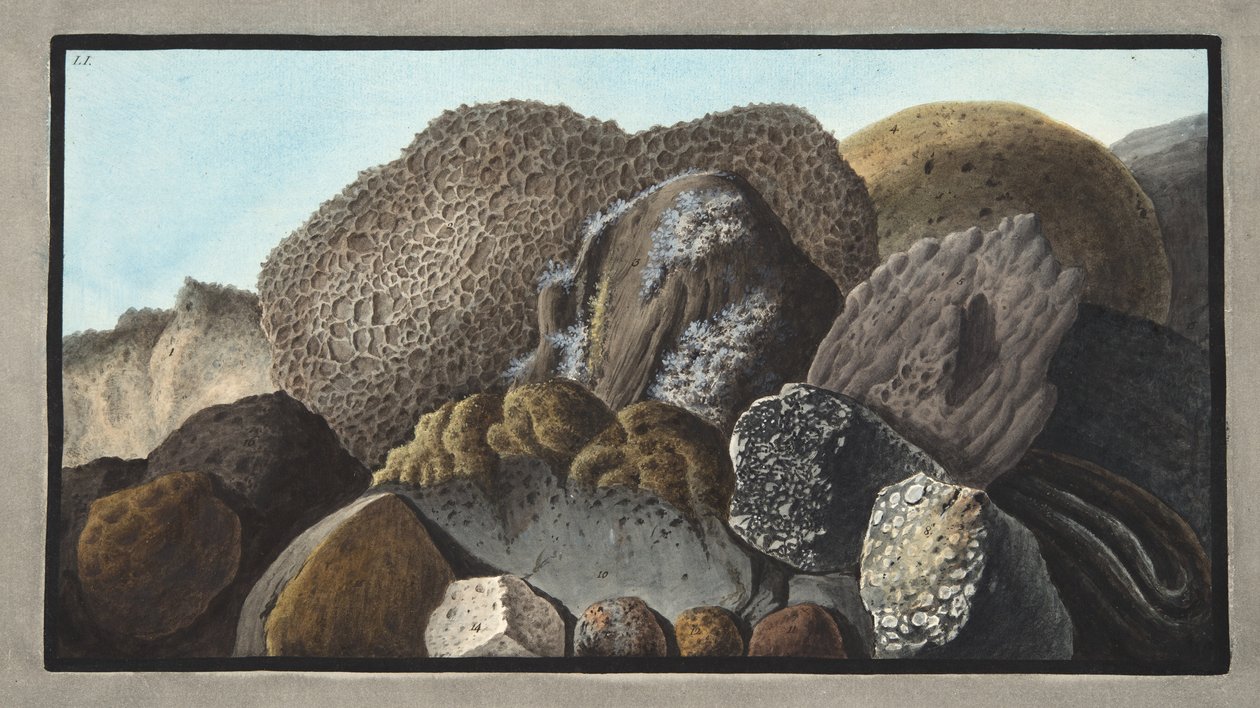 Lava, Scoria e pedras-pomes do Monte Versúvio, Placa LI, de &39;Campi Phlegraei: Observações sobre os vulcões das Duas Sicílias&39;, de Sir William Hamilton (1730-1803), publicado em 1776 de Pietro Fabris