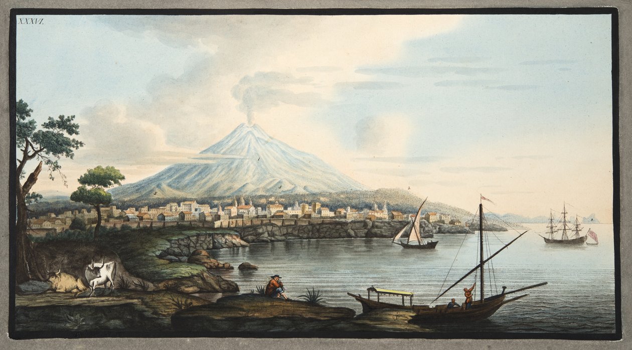 Monte Vesúvio, placa 36 de &39;Campi Phlegraei: Observações sobre os vulcões das Duas Sicílias&39;, de Sir William Hamilton (1730-1803), publicado em 1776 de Pietro Fabris
