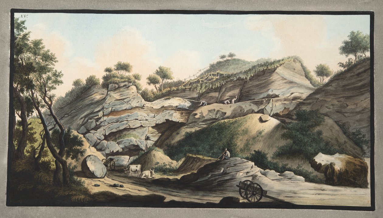 Parte do Cone da Montanha de Somma, prato 15 de &39;Campi Phlegrai: Observações dos Vulcões das Duas Sicílias&39;, de Sir William Hamilton (1730-1803) publicado em 1776 de Pietro Fabris