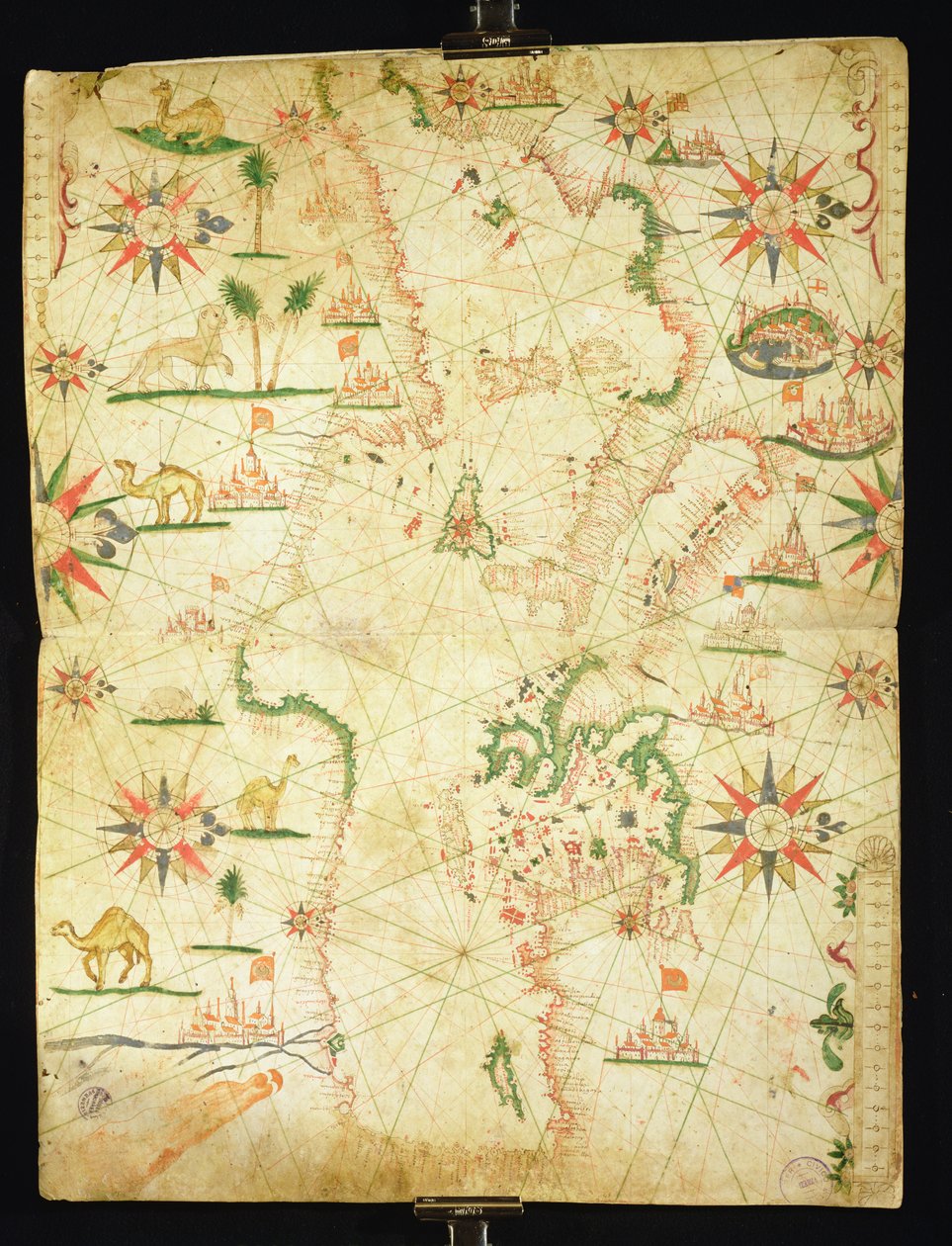 A bacia do Mediterrâneo, de um atlas náutico, 1651 (tinta aveludada) (ver também 330923-330924) de Pietro Giovanni Prunes