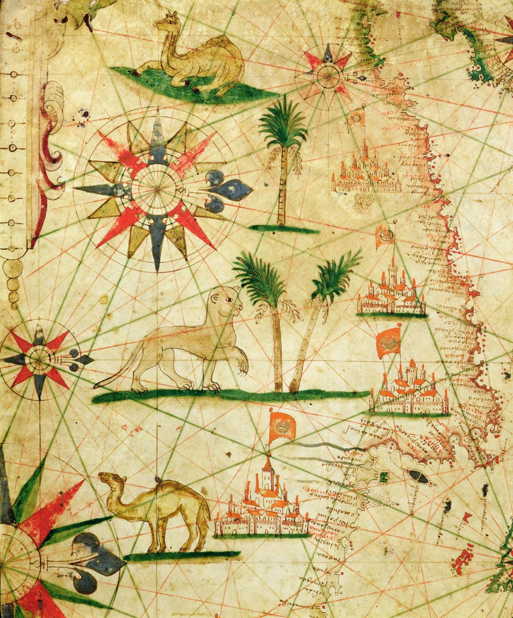 A costa norte da África, de um atlas náutico, 1651 (tinta aveludada) (detalhe de 330922) de Pietro Giovanni Prunes