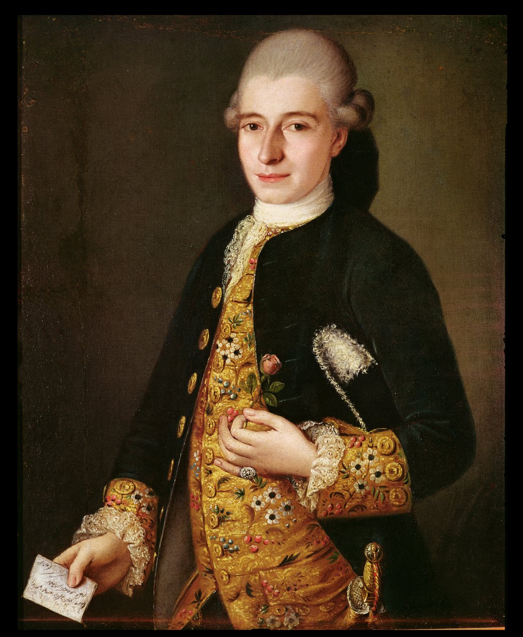 Retrato, de, um, cavalheiro, com, um, rosa, buttonhole de Pietro Longhi