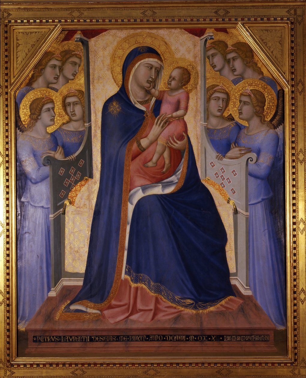 Madonna e criança entre oito anjos de Pietro Lorenzetti