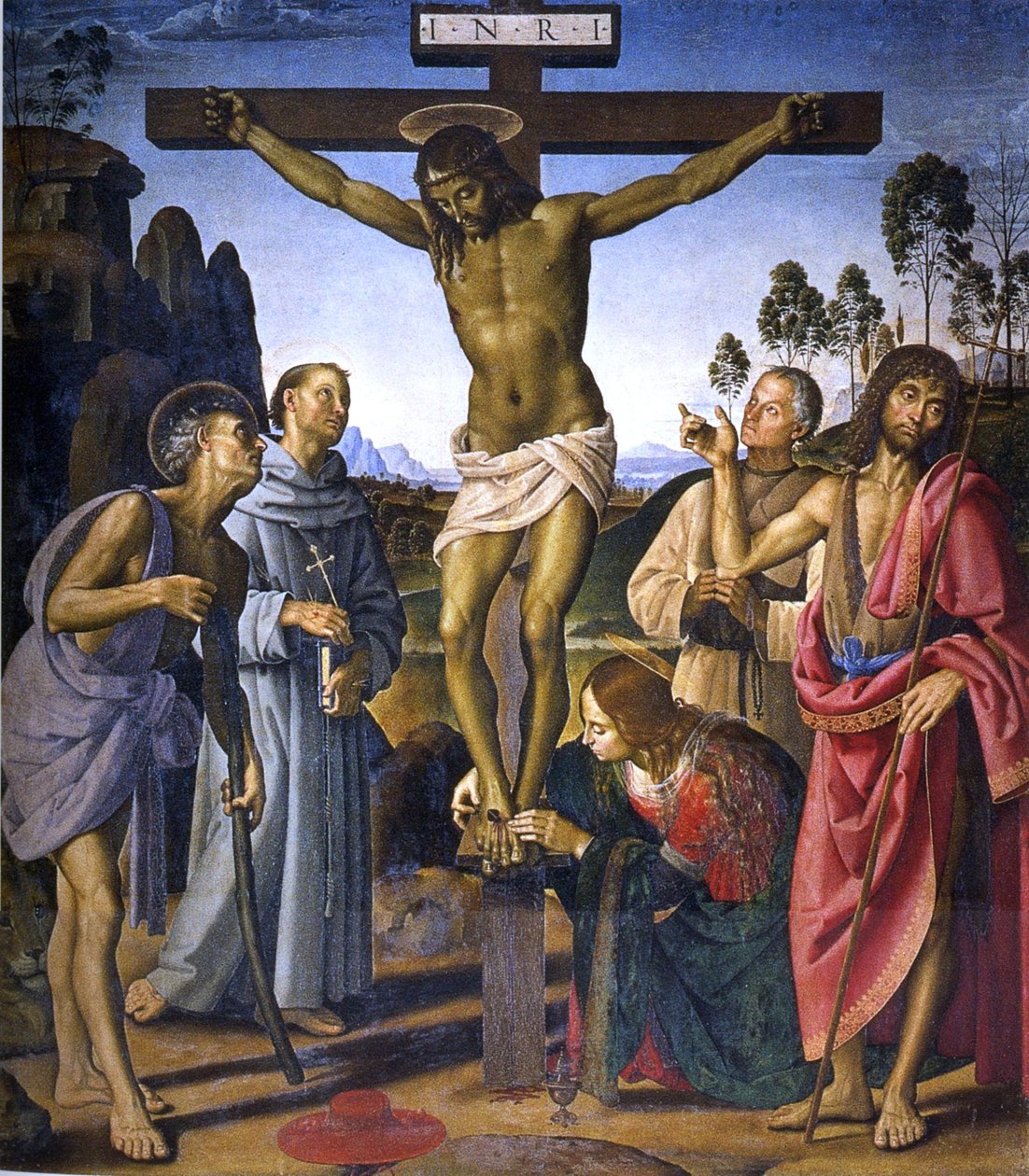 Crucificação com os Santos Jerônimo de Pietro Perugino