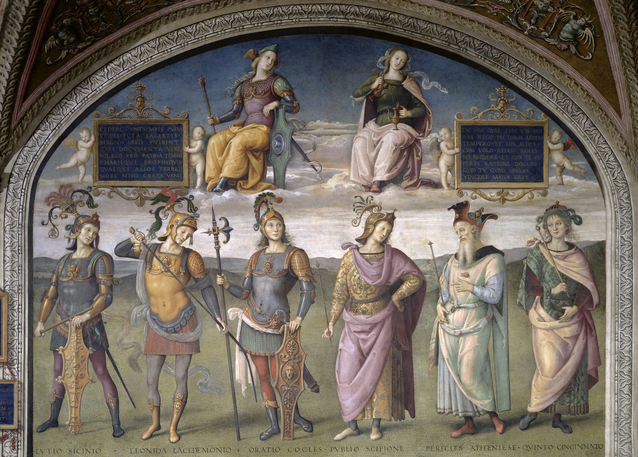 Lunette of Fortune e Temperance, da Sala dell&39;Udienza, 1496-1500 de Pietro Perugino