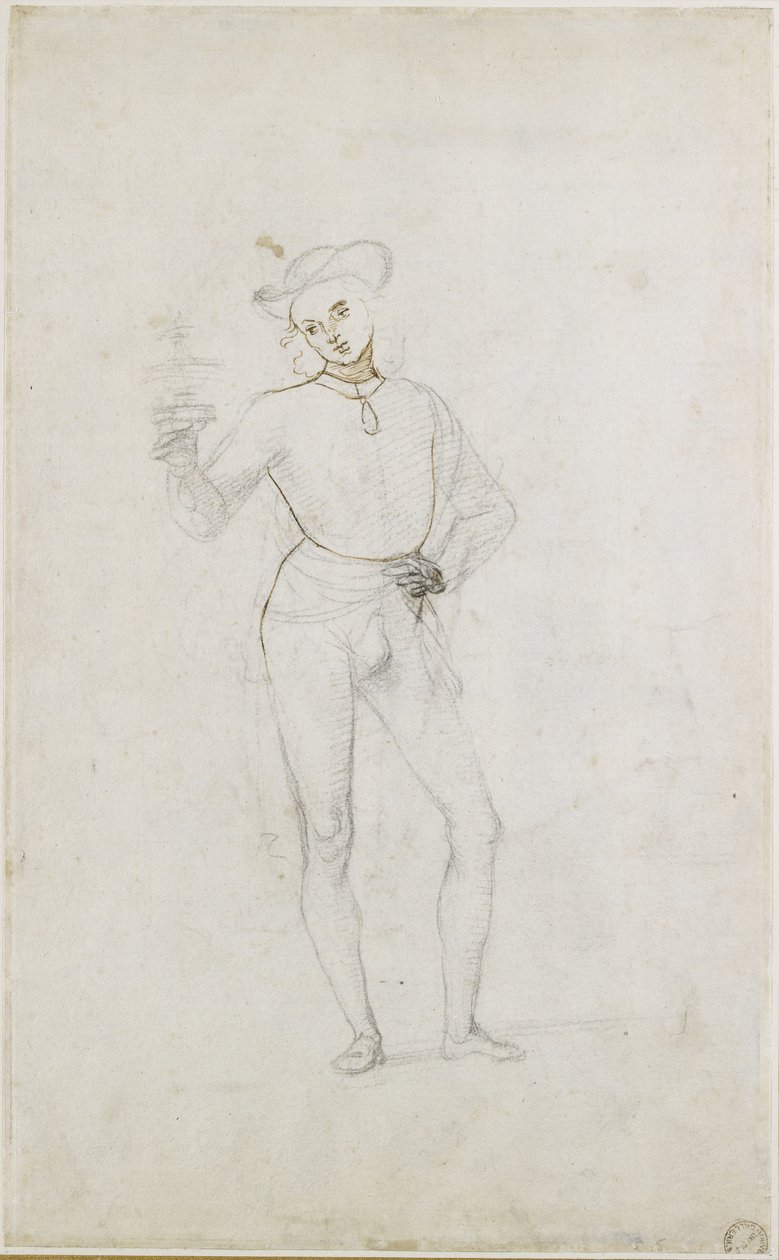 Recto: Um Estudo para uma Figura em uma Adoração dos Magos, WA1846.5 de Pietro Perugino