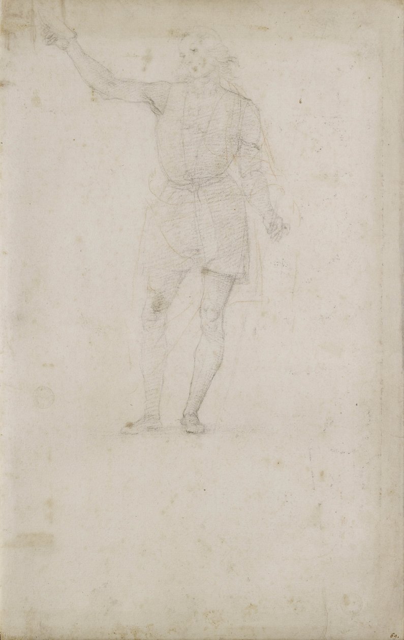 Estudo para um São João Batista (giz em papel branco) de Pietro Perugino