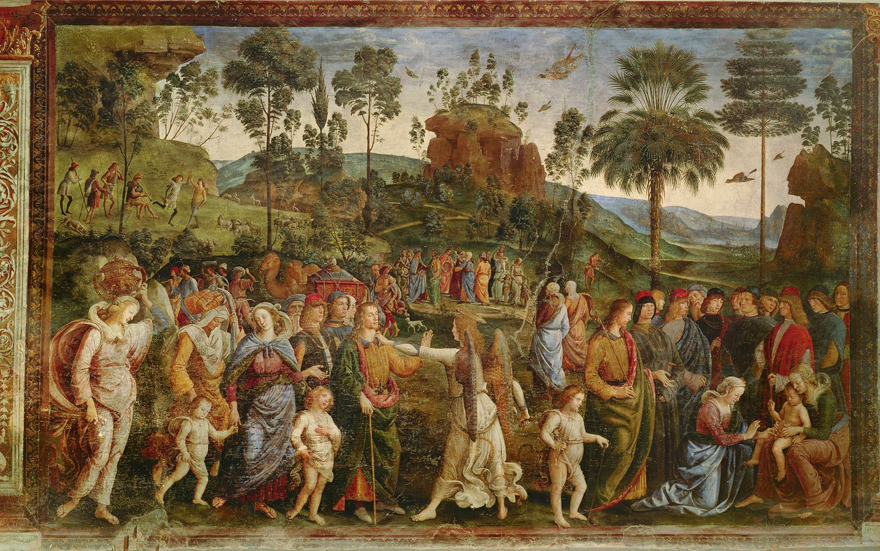A jornada de Moisés, c.1481-83 de Pietro Perugino