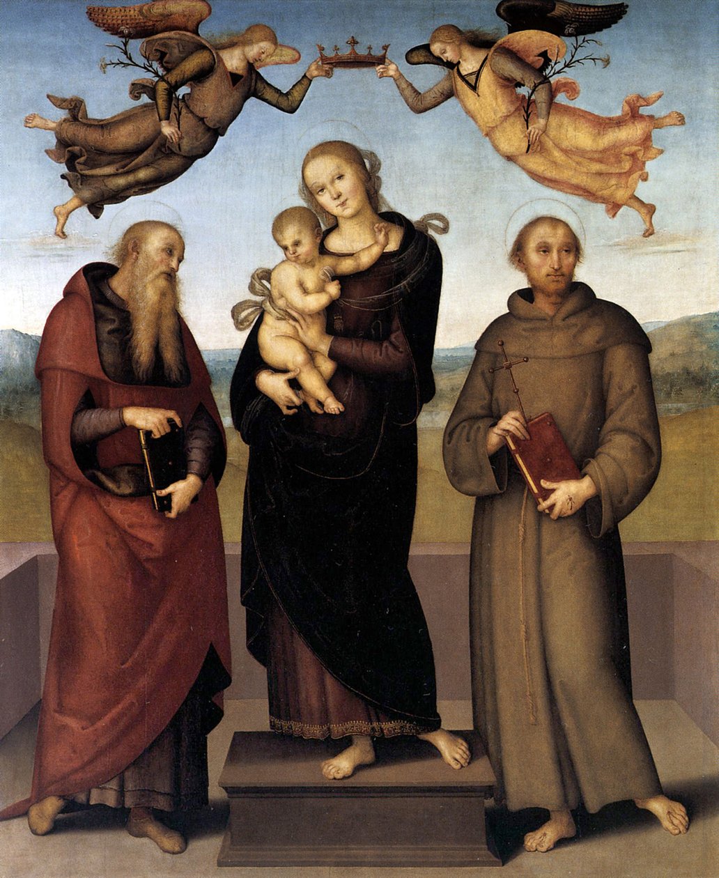 A Virgem de Loretto com São Jerônimo e São Francisco, 1507-15 de Pietro Perugino