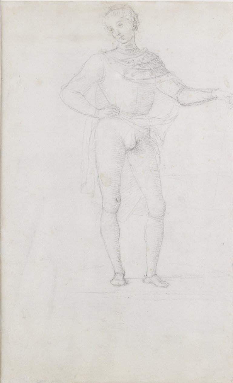 Verso: Um estudo para uma figura em uma adoração dos Magos, WA1846.5 de Pietro Perugino