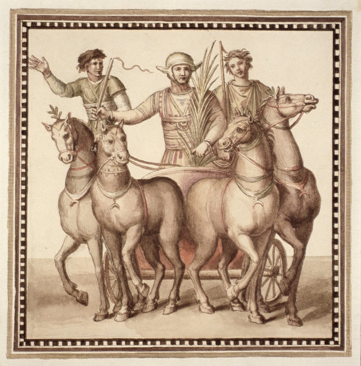 Ms Gen 1496 Plate CXXII Gladiadores e carruagem, 1674 de Pietro Santi Bartoli