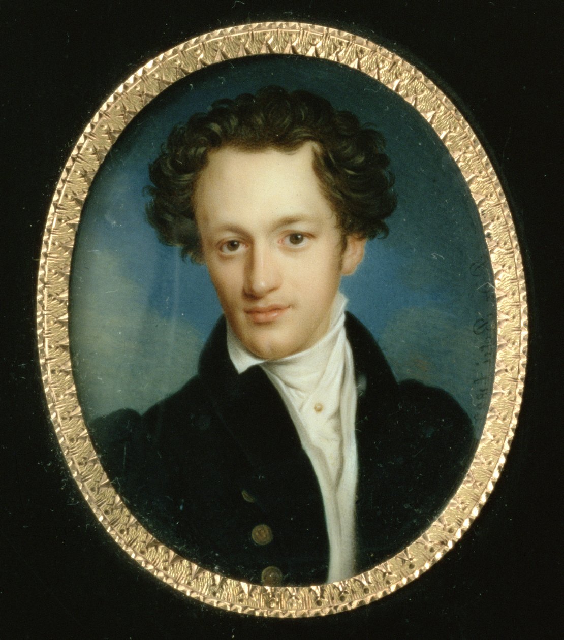 Retrato de um homem desconhecido em uma cauda azul-casaco, 1829 de Pietro de Rossi