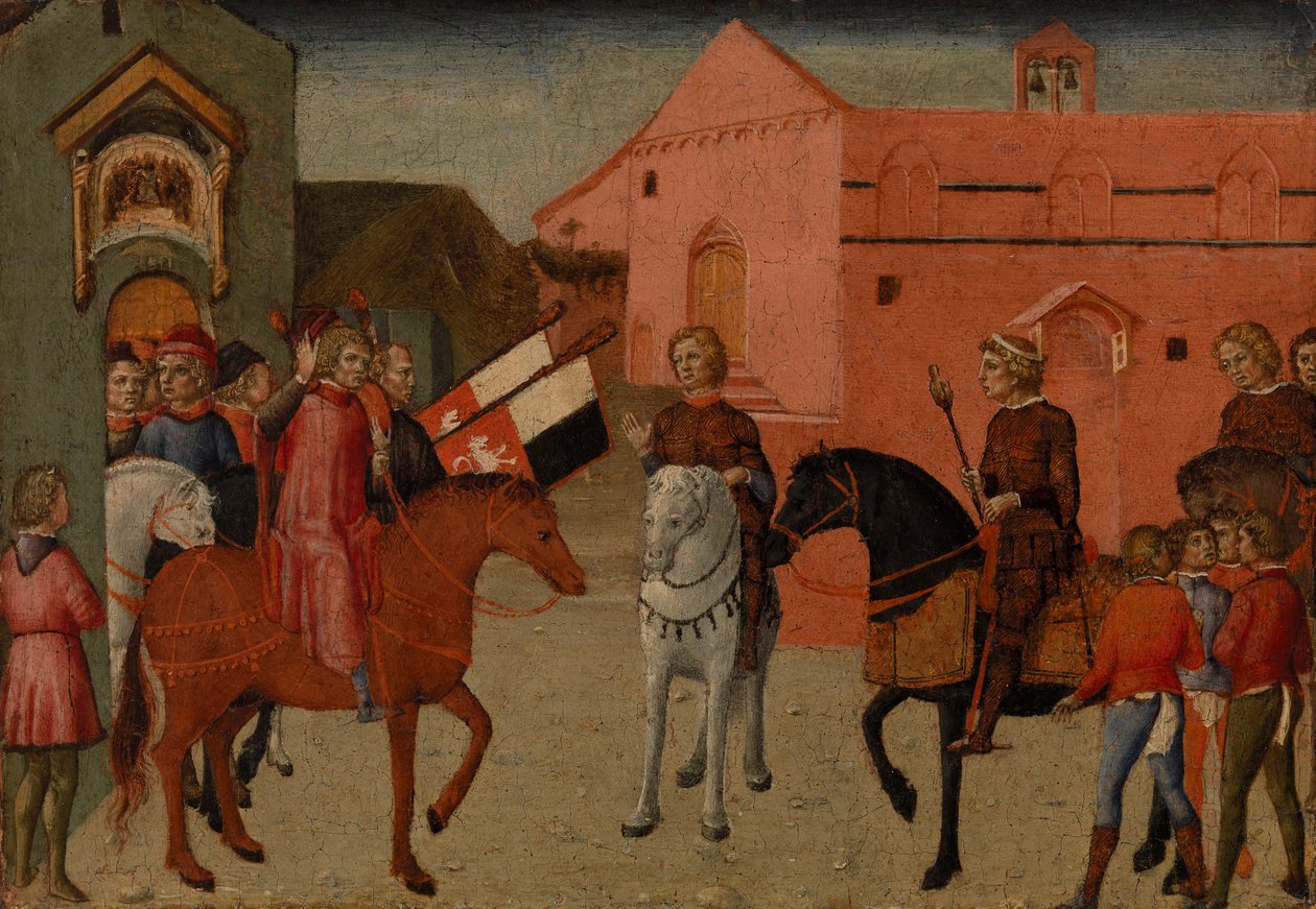 Funcionários do Governo de Siena Recebendo uma Embaixada, c.1440 (têmpera no painel) de Pietro di Giovanni Lianori
