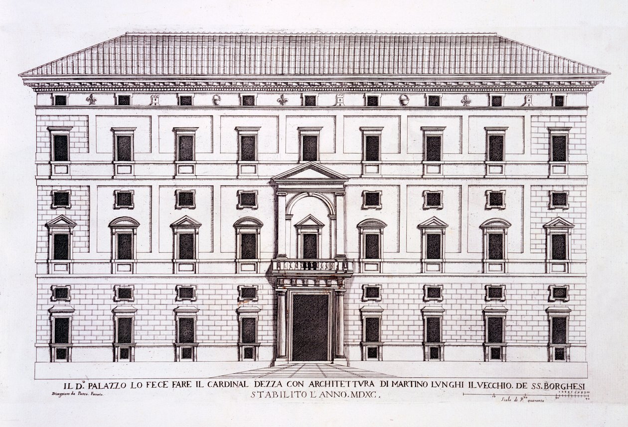 Palazzo Borghese, Roma, de &39;Palazzi di Roma&39;, parte I, publicado em 1655 de Pietro Ferrerio
