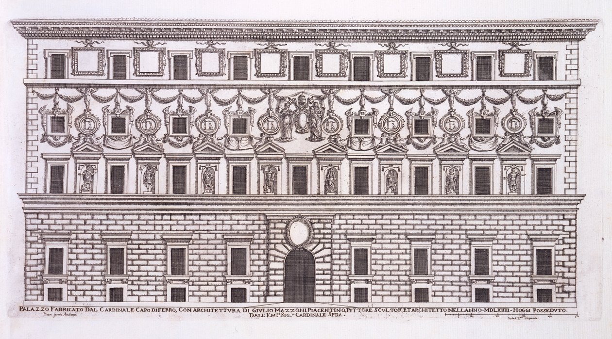 Palazzo Capodiferro, Roma, de &39;Palazzi di Roma&39;, parte I, publicado em 1654 de Pietro Ferrerio