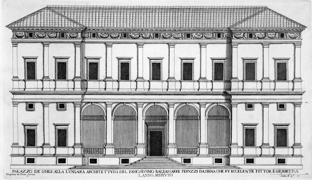 Palazzo Chigi na Lungara, Roma, de &39;Palazzi di Roma&39;, publicado em 1655 de Pietro Ferrerio