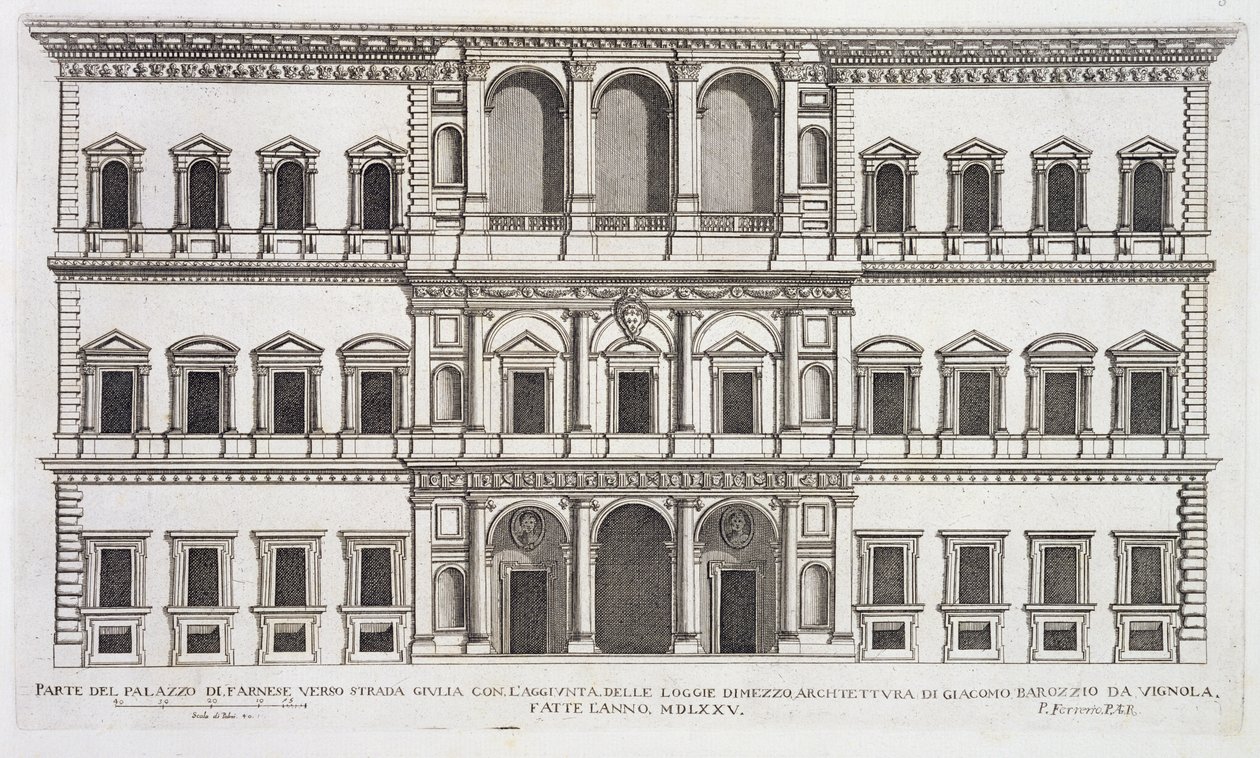 Palazzo Farnese, de &39;Palazzi di Roma&39;, parte I, publicado em 1655 de Pietro Ferrerio