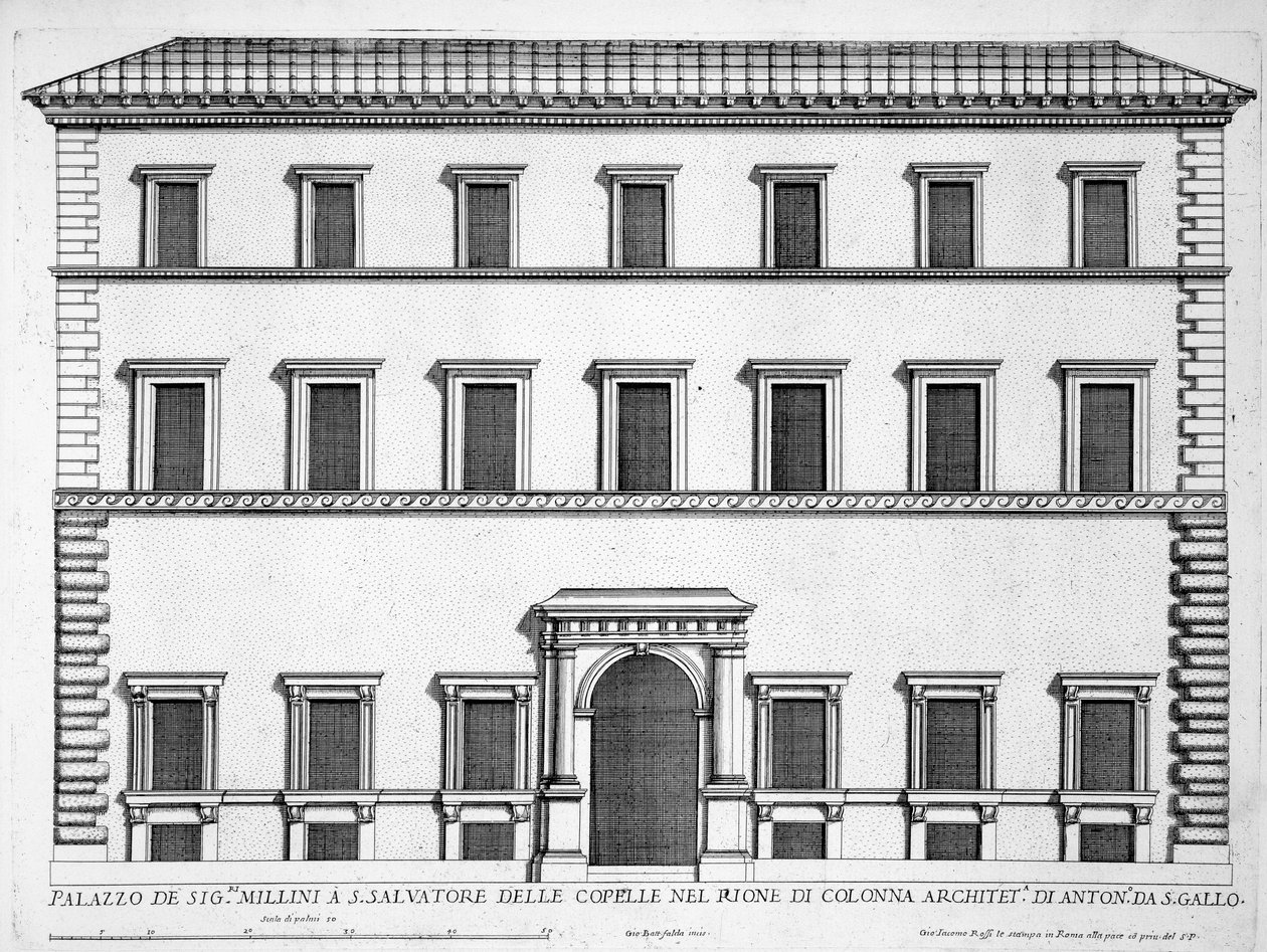 Palácio Millini, Roma, de &39;Palazzi di Roma&39;, parte II, publicado em 1670 de Pietro Ferrerio