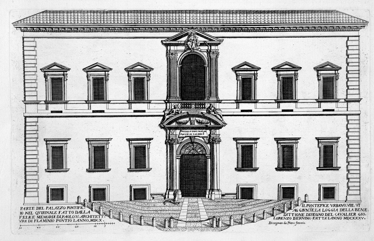 Palazzo del Quirinale, de &39;Palazzi di Roma&39;, parte I, publicado em 1655 de Pietro Ferrerio