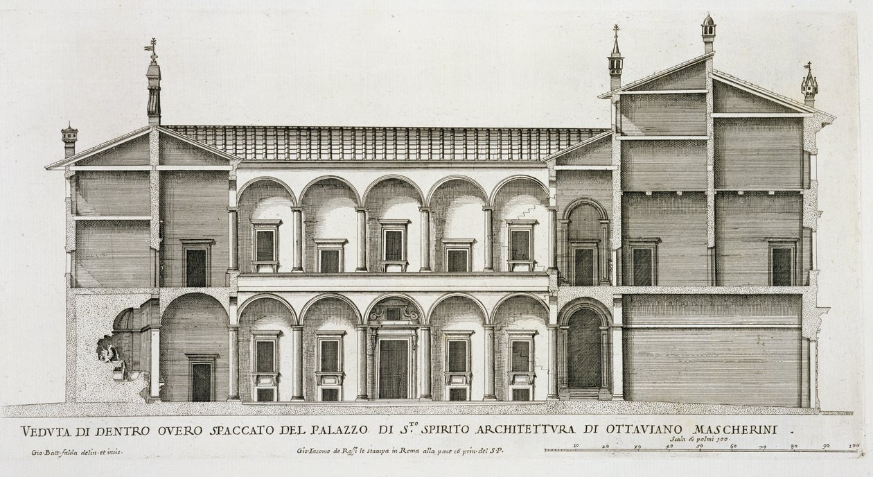 Palazzo di Santo Spirito, de &39;Palazzi di Roma&39;, parte II, publicado c.1670s de Pietro Ferrerio