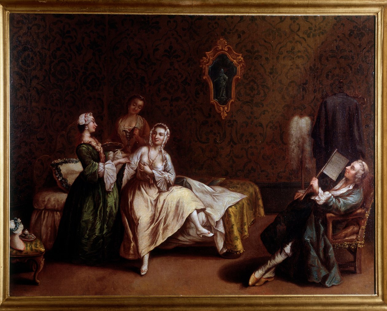 O despertar da senhora (Pintura, c.1740) de Pietro (after) Longhi