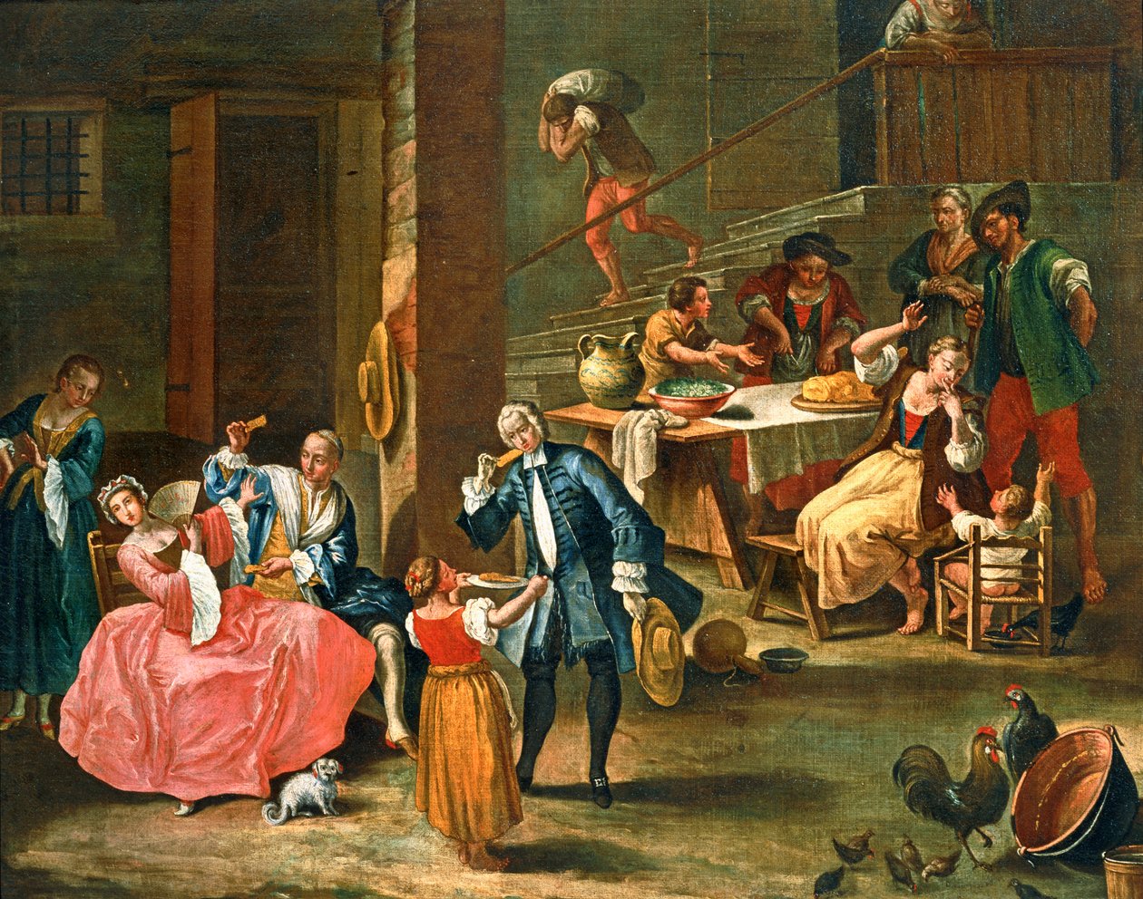 O piquenique no campo ... (pintura sobre tela) de Pietro (circle of) Longhi