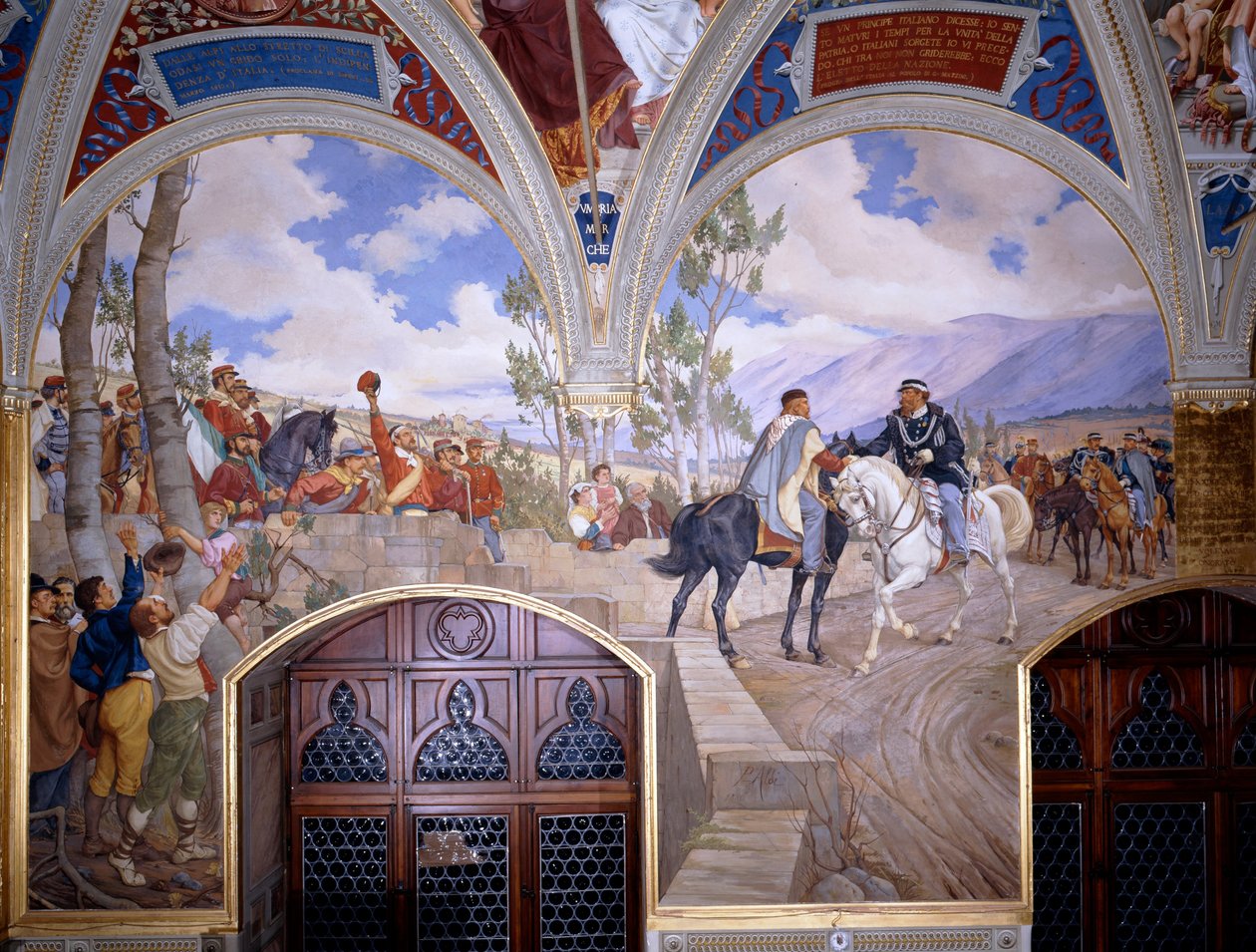 Victor Emanuel II encontra Giuseppe Garibaldi em Teano de Pietro Aldi
