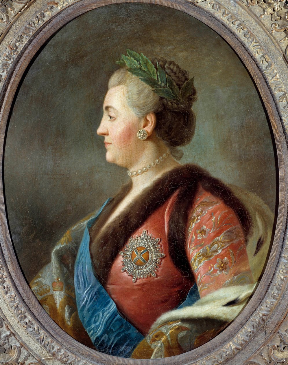 Retrato de Catarina II (1729-1796), Imperador da Rússia Pintura de Pietro Antonio Rotari (1707-1762) Século XVIII Sol. 0,79x0,63 m - Retrato de Catarina II (1729-1796), Imperatriz da Rússia. Pintura após Pietro Antonio Rotari (1707-1762), escola francesa de Pietro Antonio (after) Rotari