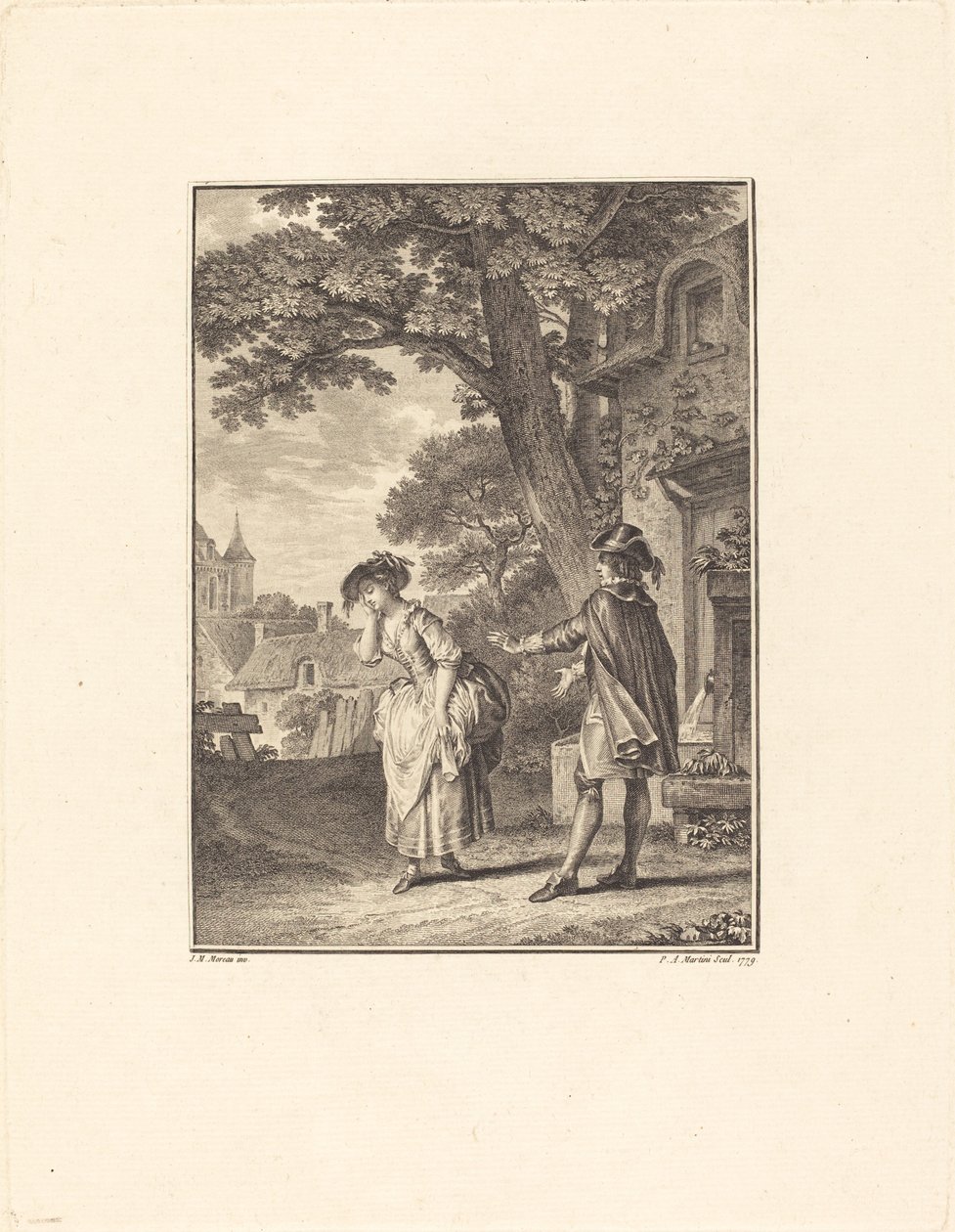 O Adivinho da Vila (Colette Chorando) de Pietro Antonio Martini after Jean Michel Moreau
