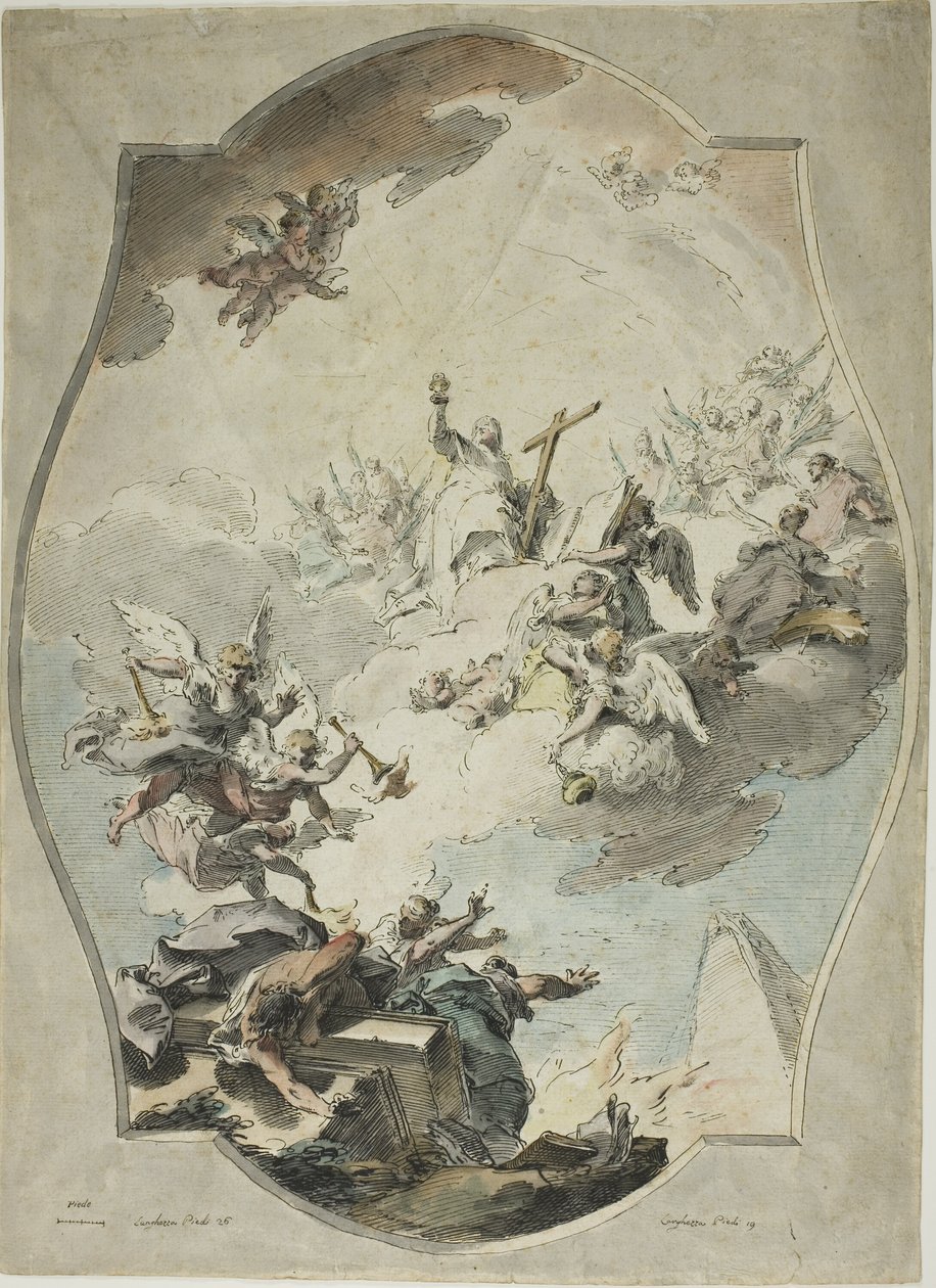 A Fé Superando a Heresia (reto); Traçando após a Fé Superando a Heresia (verso) de Pietro Antonio Novelli