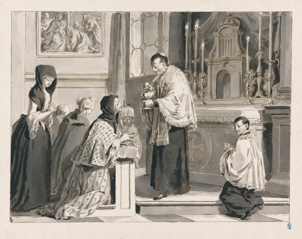 Sagrada Comunhão ou A Eucaristia dos Sete Sacramentos de Pietro Antonio Novelli