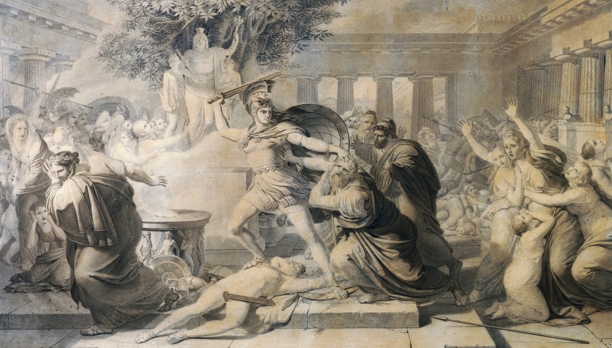 Morte de Priam, de Pietro Benvenuti (1769-1844), impressão de pintura de 1811 de Pietro Benvenuti