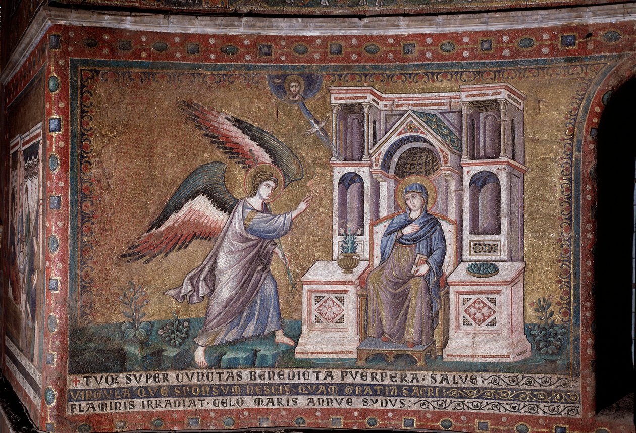 A Anunciação Mosaica da abside de Pietro Cavallini de Pietro Cavallini