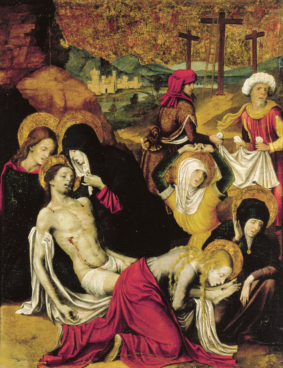 Deposição de Cristo, ou Pieta de Tânger, por Pietro Cavaro (activo 1508-1538), tempera no painel de Pietro Cavaro