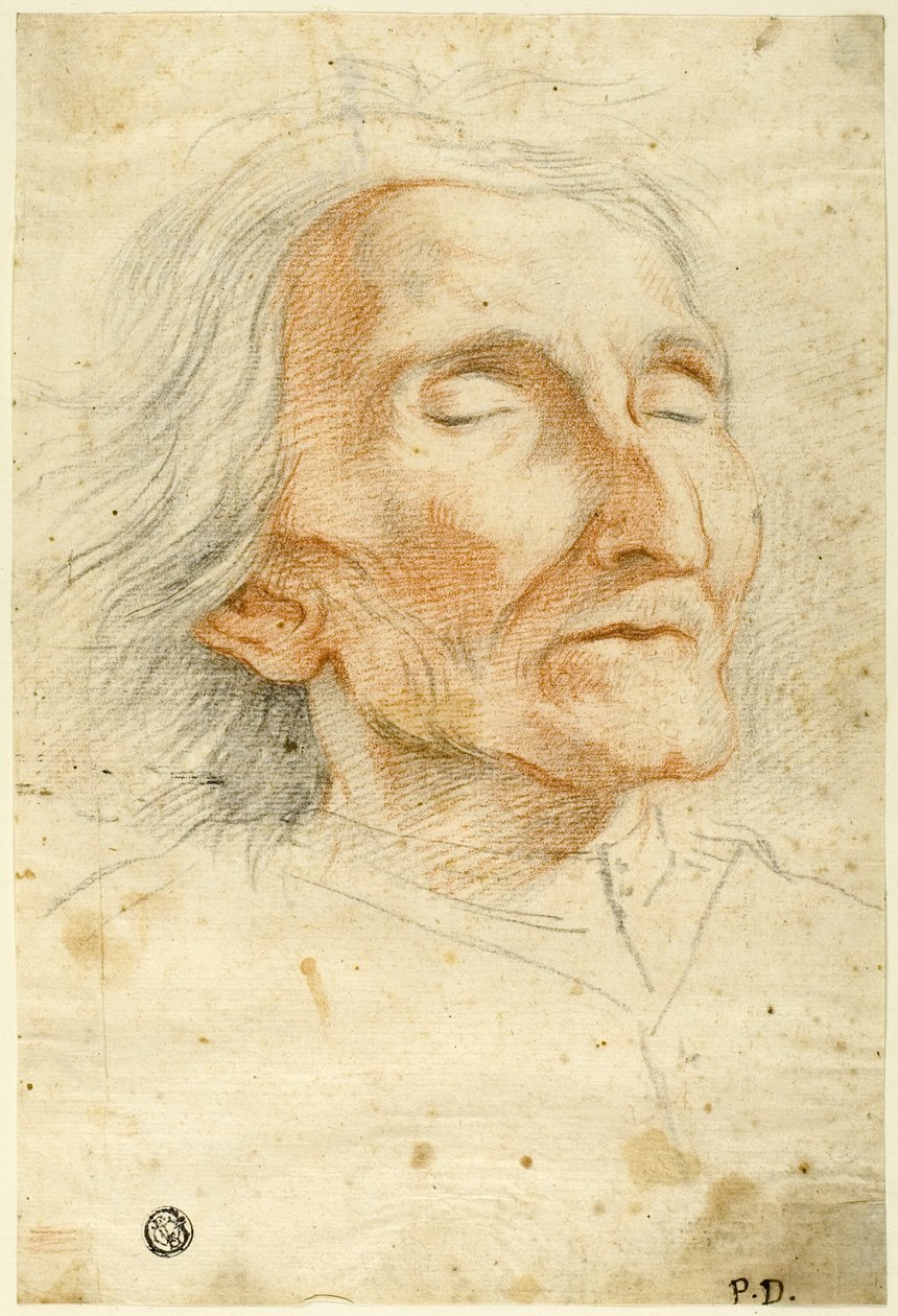 Rosto de um homem velho com os olhos fechados de Pietro Dandini