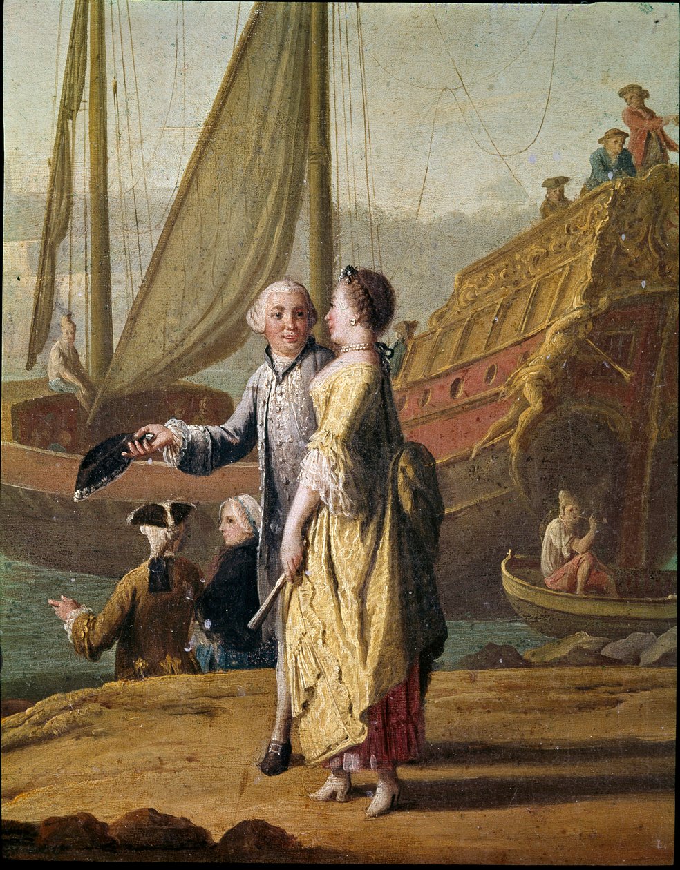 Um Armador e uma Senhora detalhe de uma pintura de género de Pietro Fabris