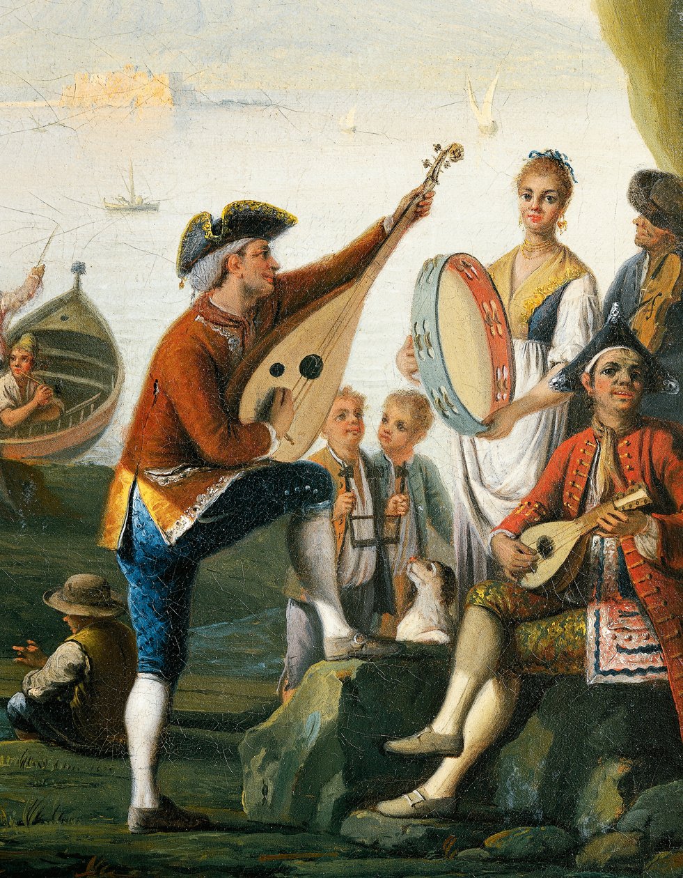 Cenas do cotidiano em uma caverna em Posillipo, de Pietro Fabris, detalhe de Pietro Fabris