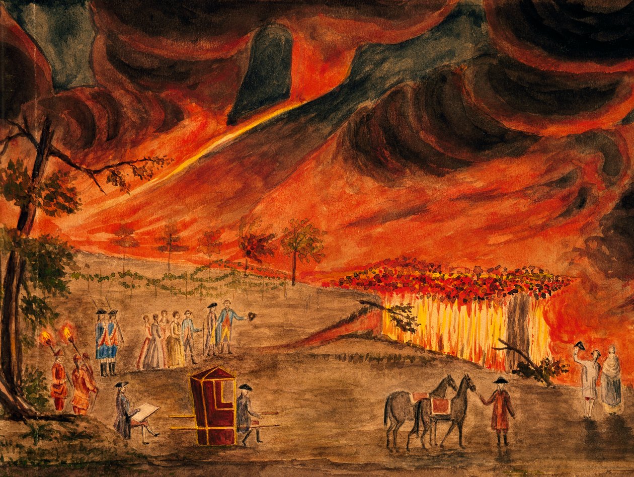 Os Royals Sicilianos visitam o Vesúvio durante a erupção de 11 de Maio de 1771, por Pietro Fabris (1740-1792), Itália de Pietro Fabris