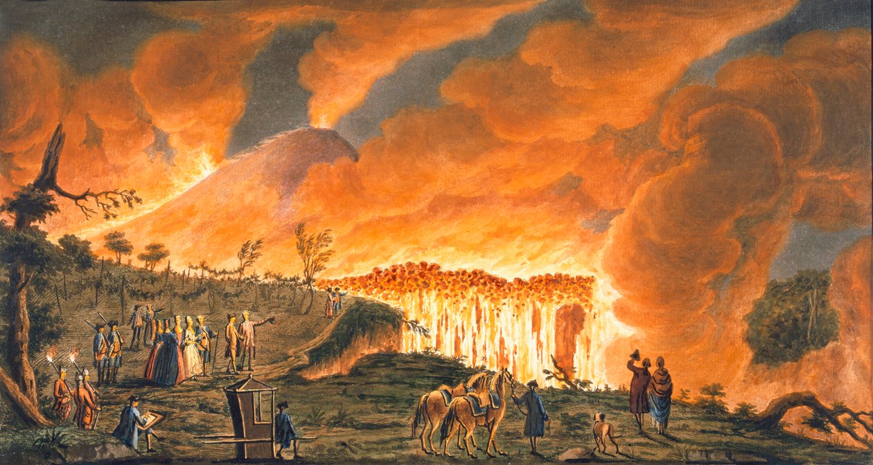 Vista de Hamilton escoltando suas majestades sicilianas em 11 de maio de 1771, para observar o fluxo de lava, 1 de Pietro Fabris