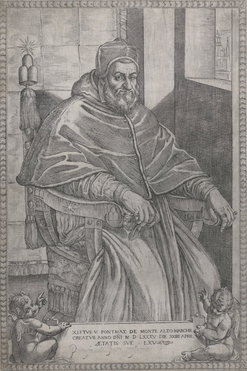 Retrato do Papa Sisto V, 1585. de Pietro Facchetti