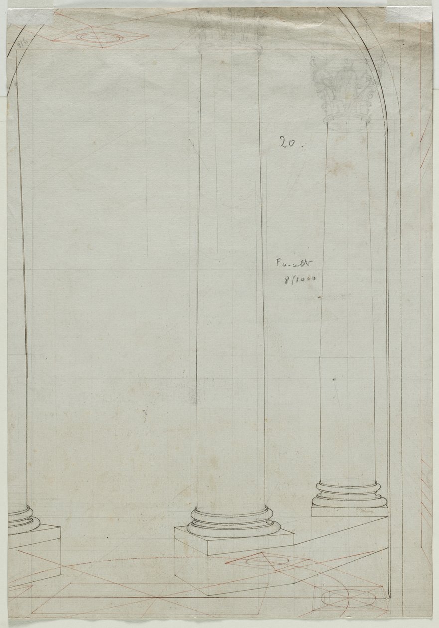 Desenho Arquitetônico de Colunas (verso) de Pietro Fancelli