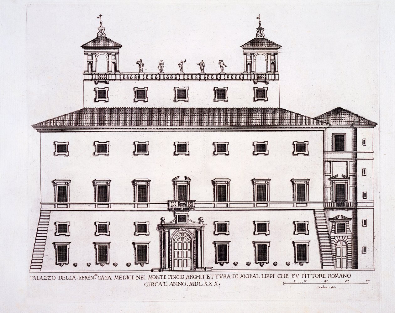 Palazzo Serenissima, Casa Medici, na colina Pincio, Roma, de &39;Palazzi di Roma&39;, publicado c.1655-70s de Pietro Ferrerio