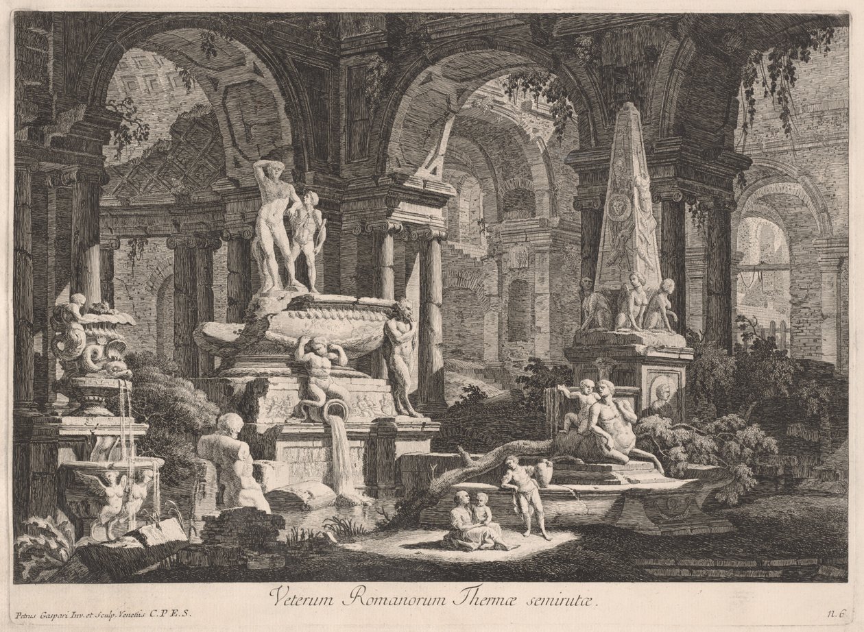 Banhos romanos antigos meio arruinados de Pietro Gaspari