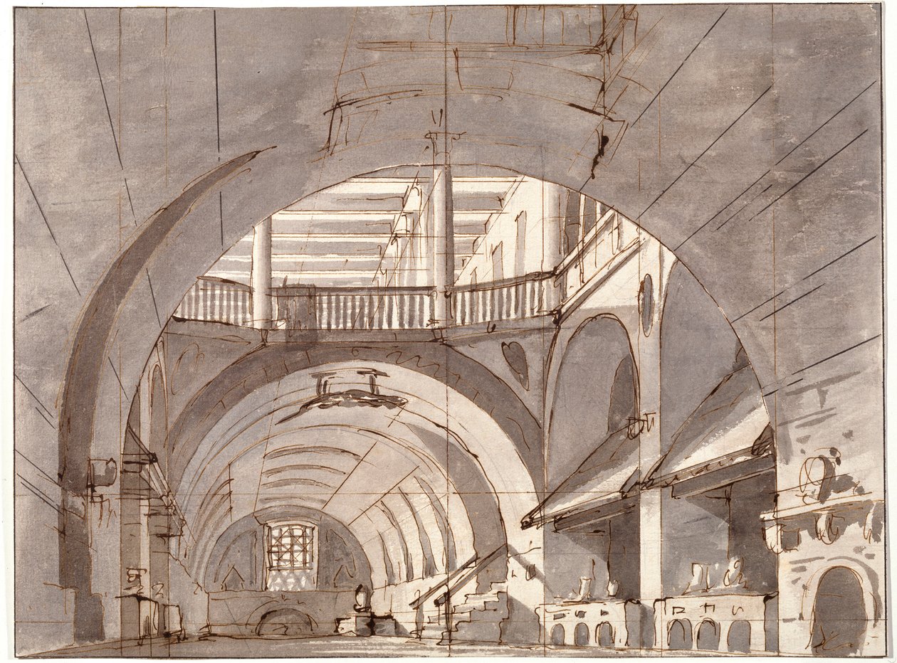 Cenografia para uma peça de teatro, de 1800. de Pietro Gonzaga