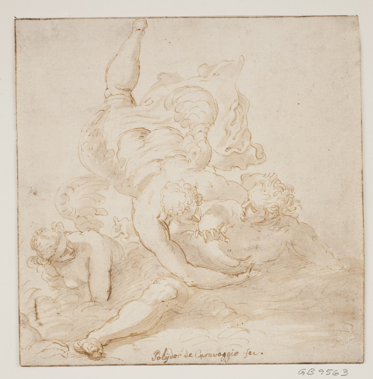 Dois anjos carregando um homem de Pietro Liberi