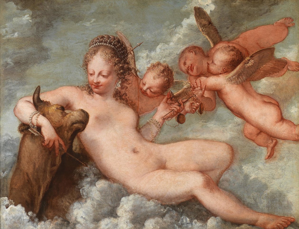 Vênus acompanhado por Libra e Touro, década de 1660. de Pietro Liberi