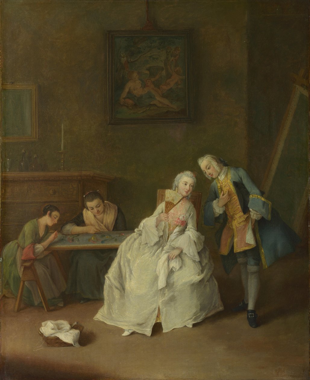 Uma senhora recebendo um Cavalier, 1747-1755 de Pietro Longhi